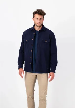 FYNCH HATTON Navy Padded Flannel Overshirt