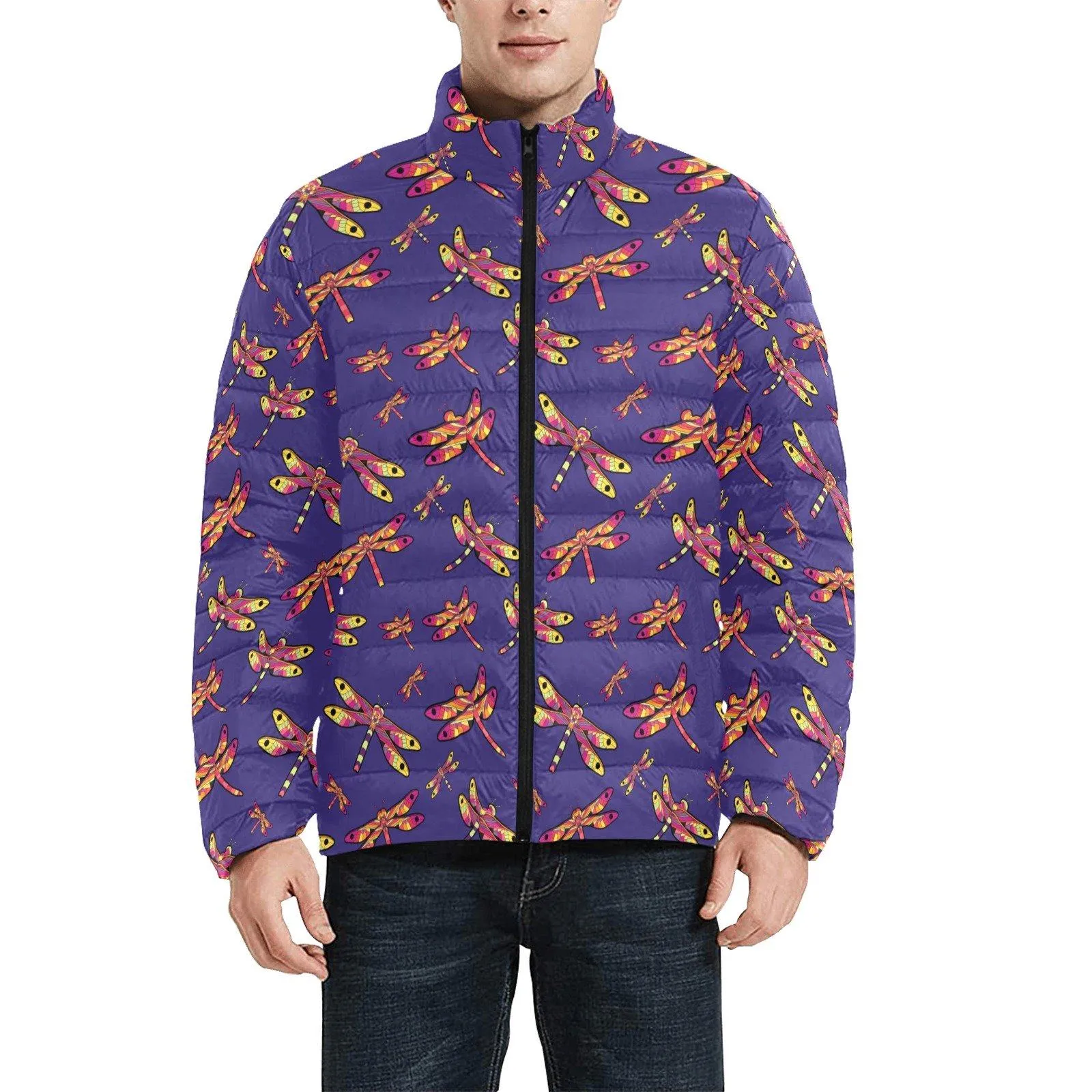 Gathering Purple Men's Stand Collar Padded Jacket