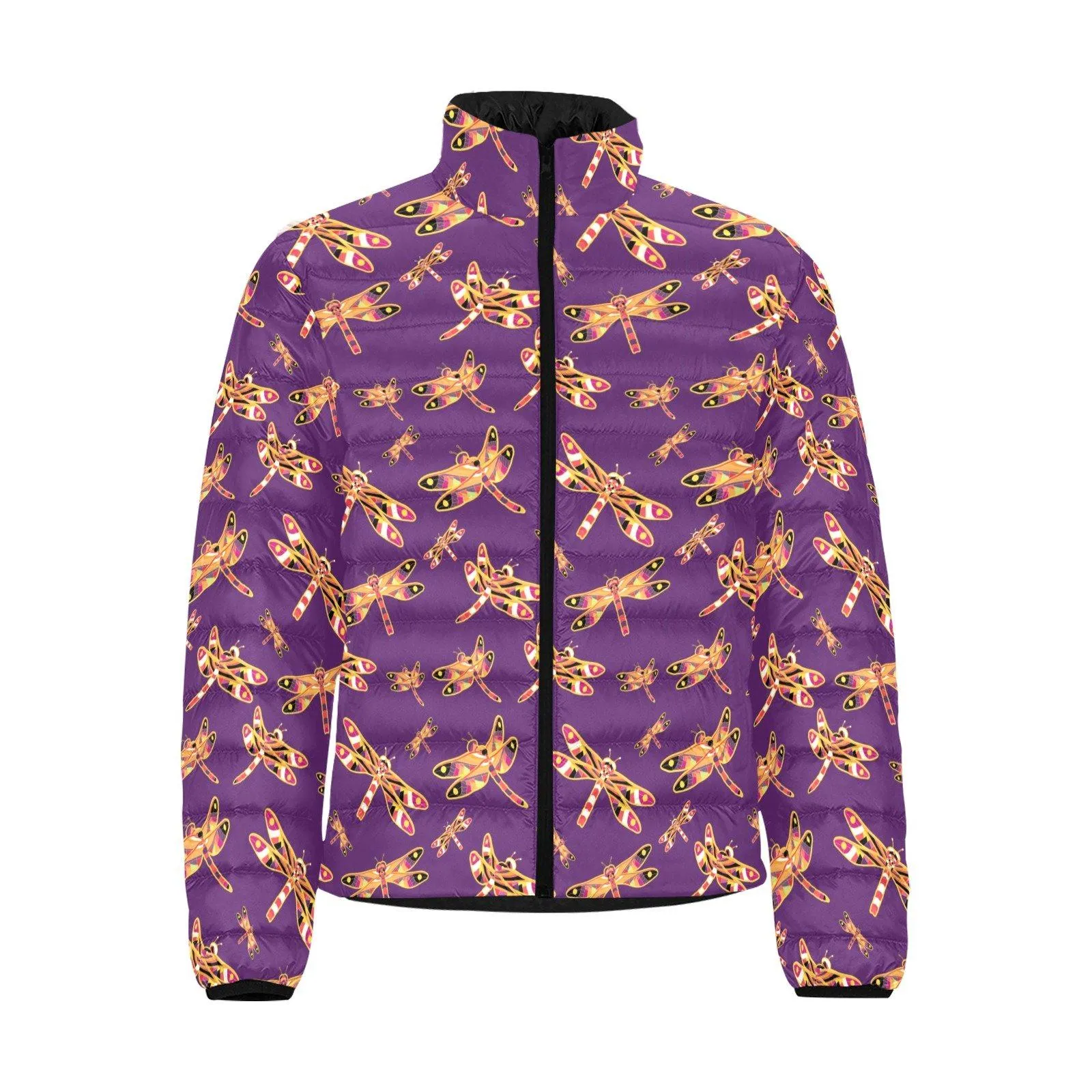 Gathering Yellow Purple Men's Stand Collar Padded Jacket