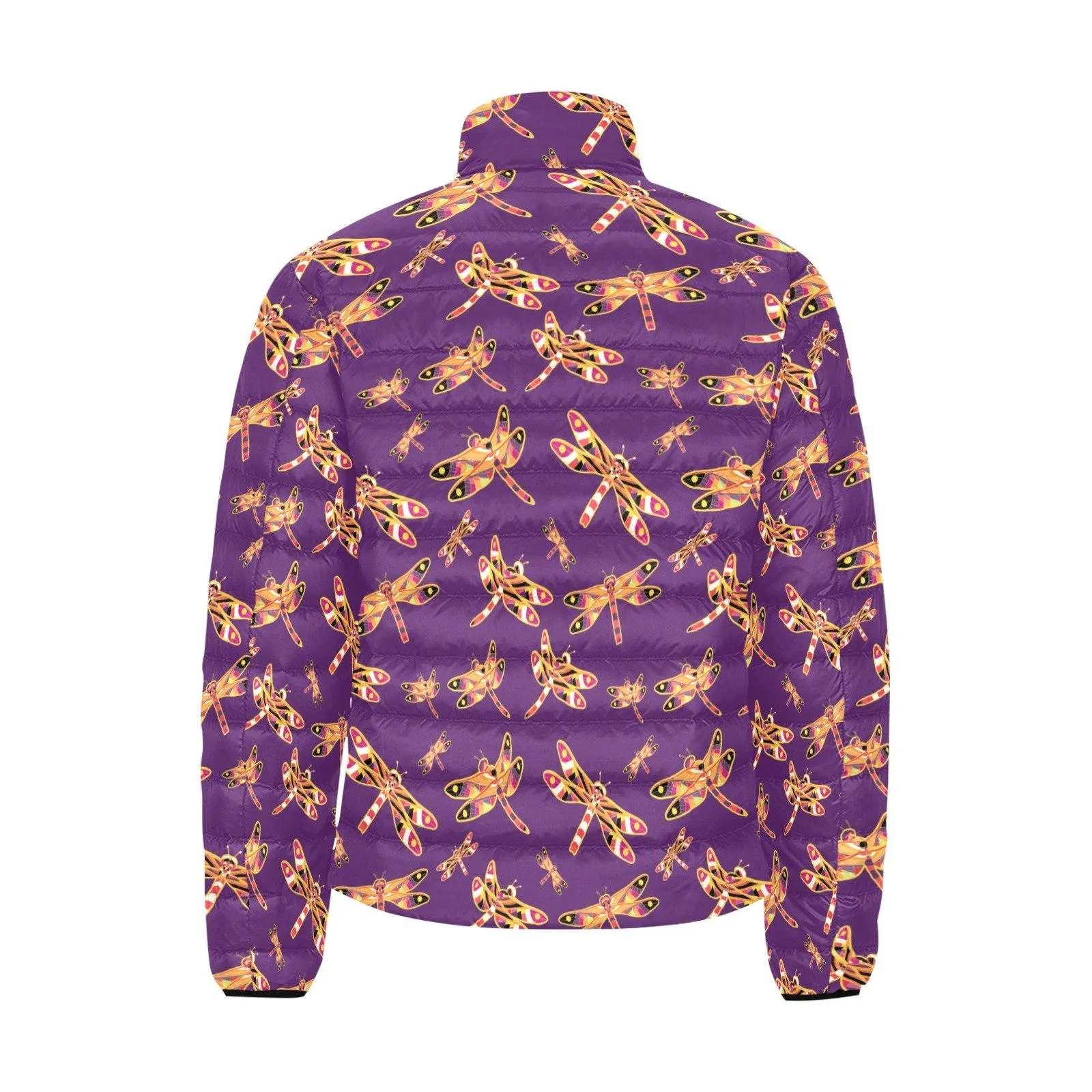 Gathering Yellow Purple Men's Stand Collar Padded Jacket