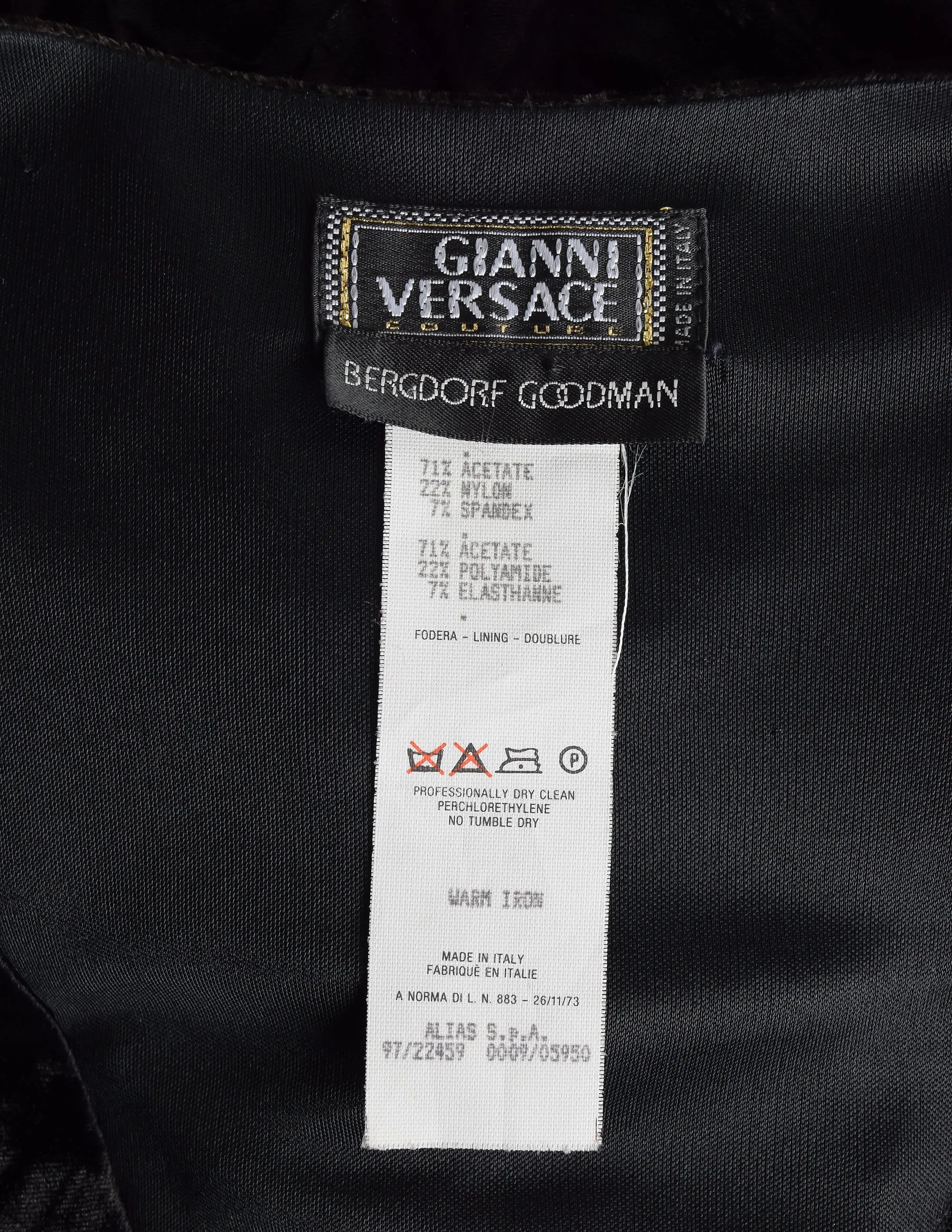 Gianni Versace Vintage Black Chevron Velvet Cutout Maxi Dress