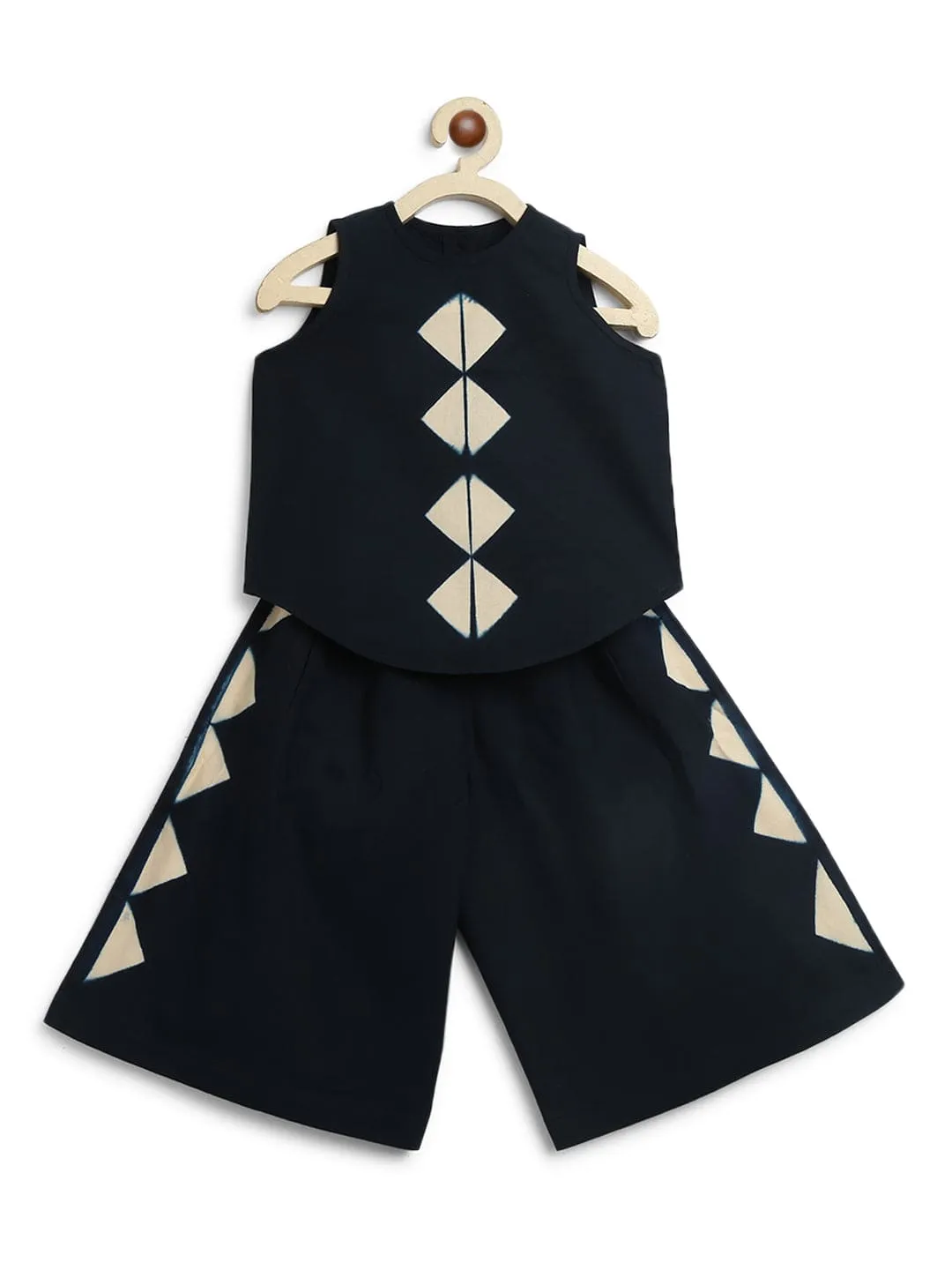 Girl Tie Dye Triangle Co-ord Set - Black