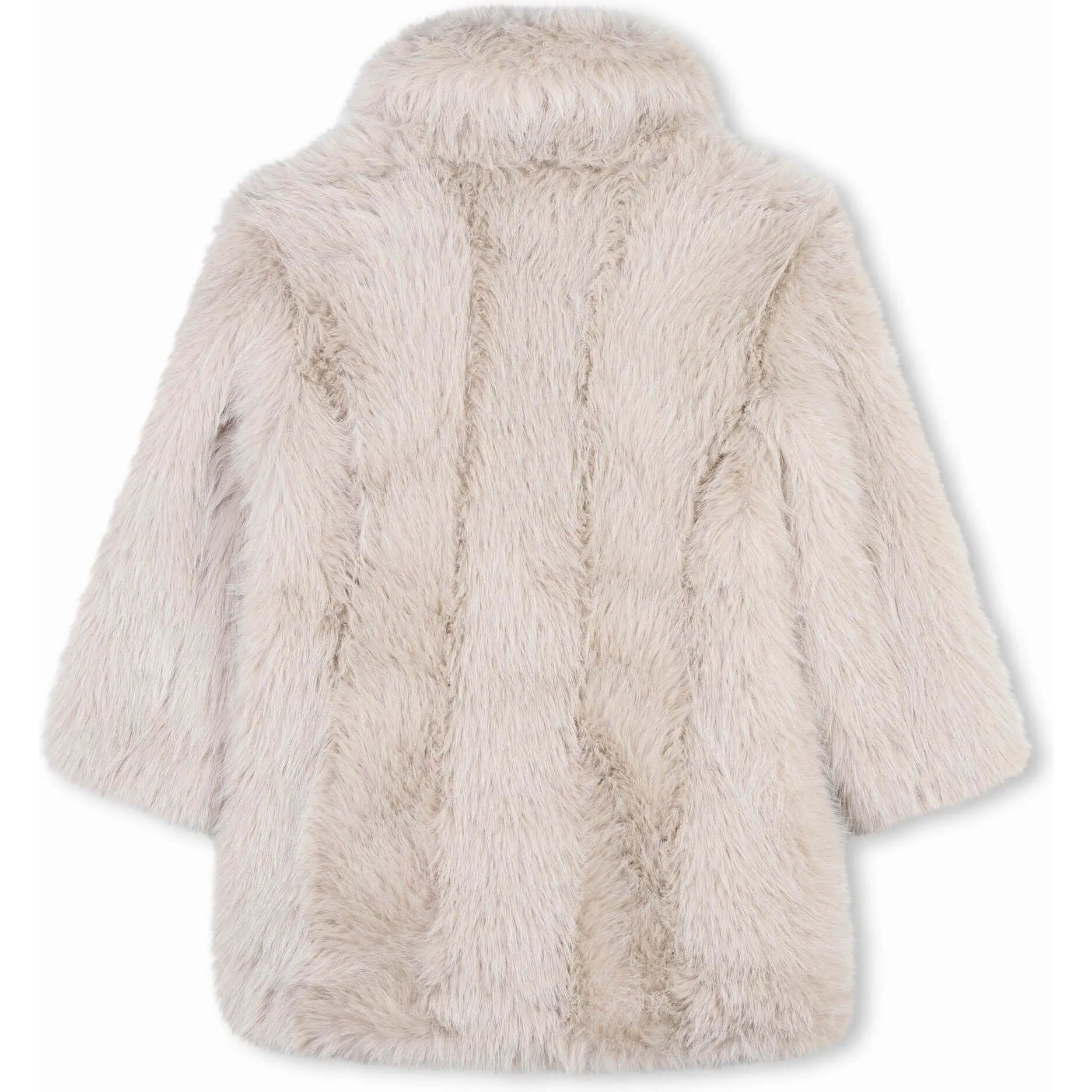 Girls Beige Faux Fur Coat