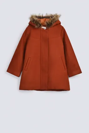 GIRLS FAUX FUR HOODED COAT