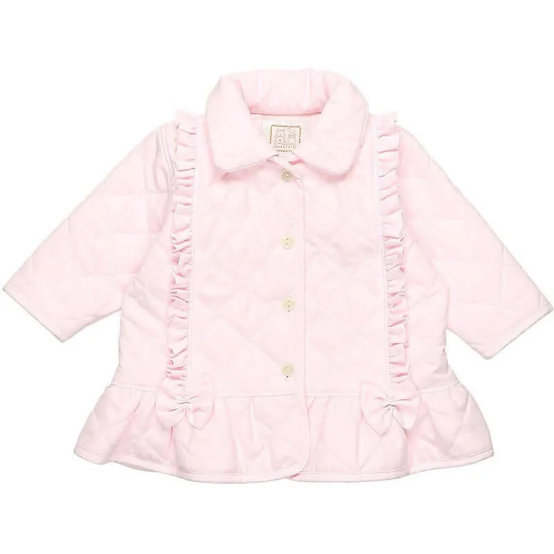 Girls Pink Quilted Peplum Jacket