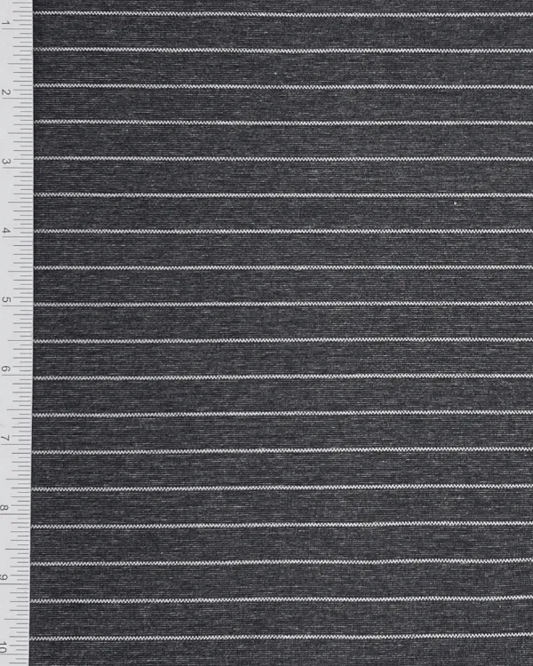 Gray White Pinstripe Ponte Knit Fabric | Rayon Nylon Spandex