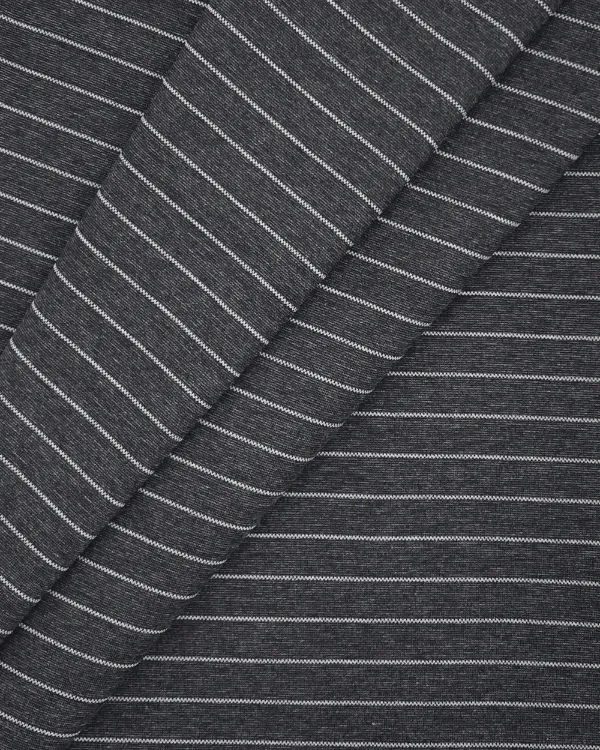 Gray White Pinstripe Ponte Knit Fabric | Rayon Nylon Spandex