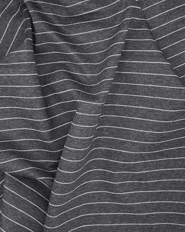 Gray White Pinstripe Ponte Knit Fabric | Rayon Nylon Spandex