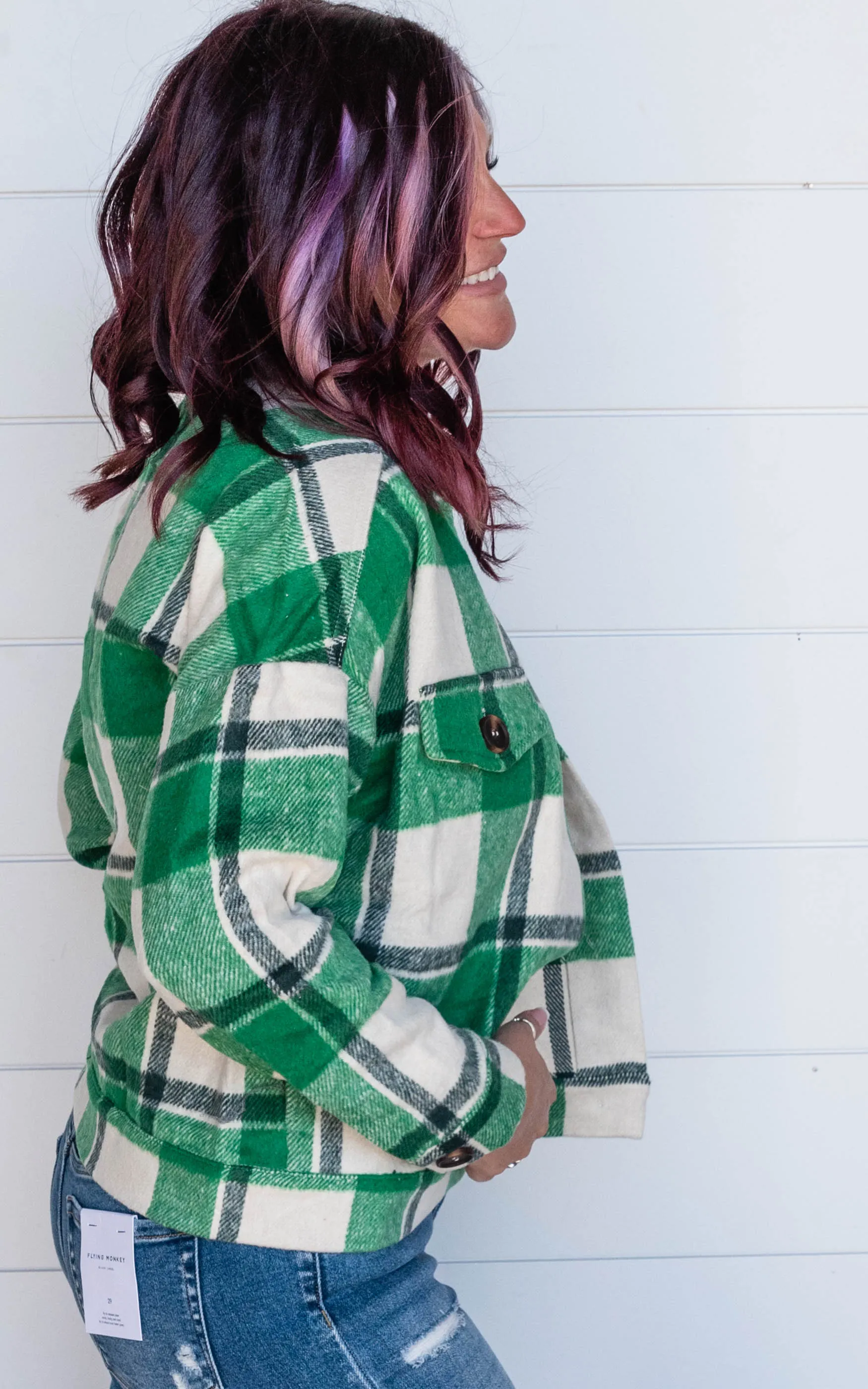 Green & Ivory Plaid Shacket | FINAL SALE - Pop Up Shop