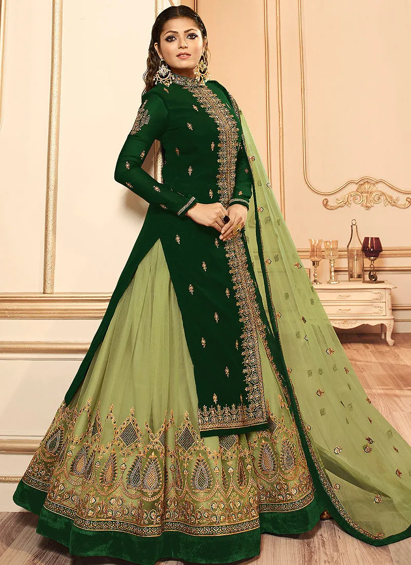 Green Dual Tone Wedding Lehenga Suit