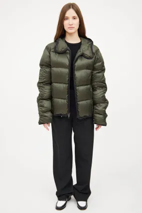 Green Hood Down Puffer Jacket