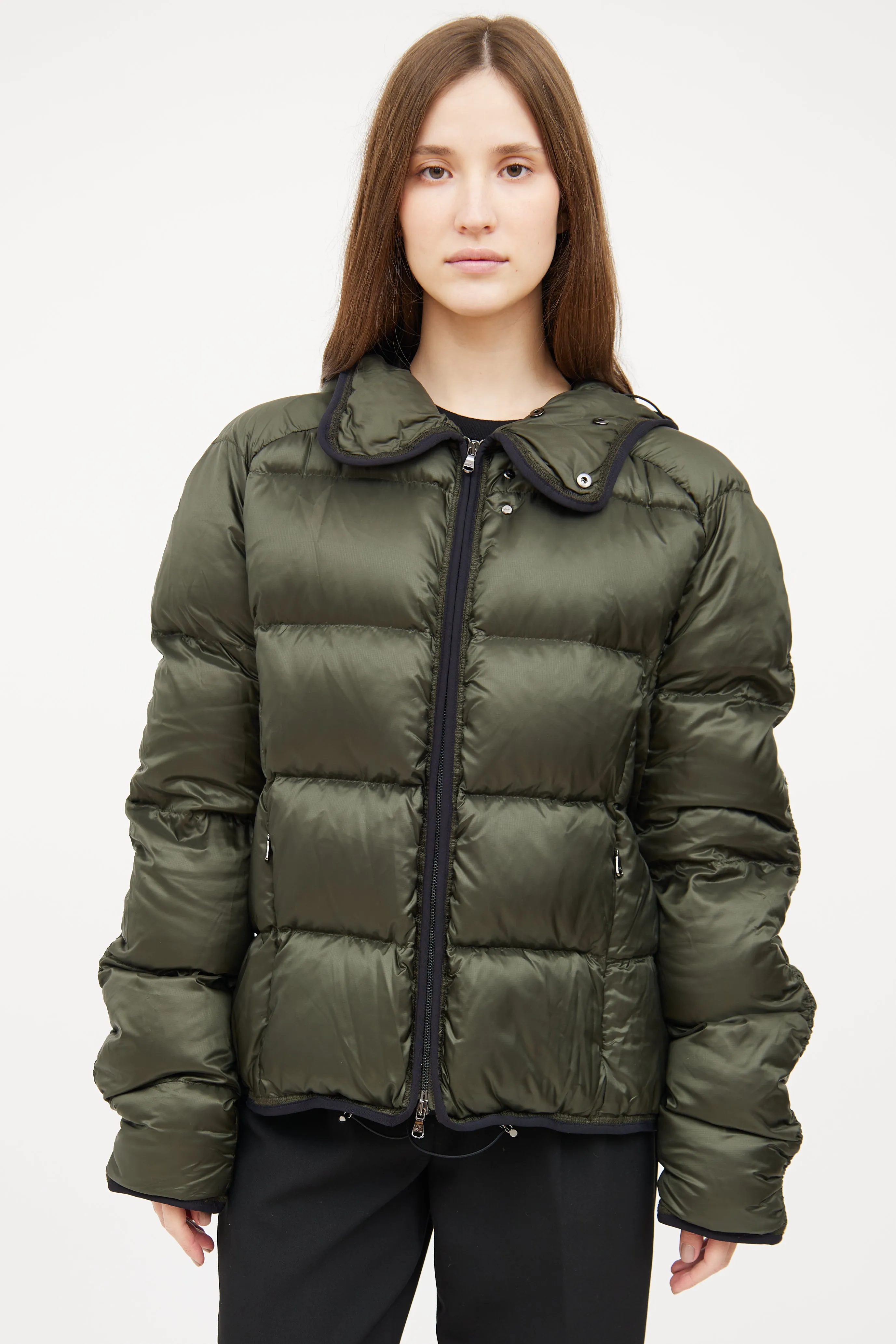 Green Hood Down Puffer Jacket