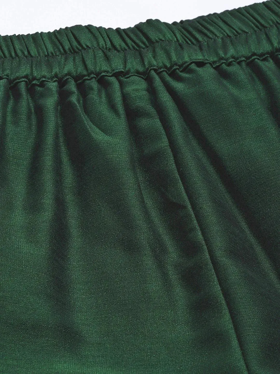 Green Solid Silk Blend Palazzos