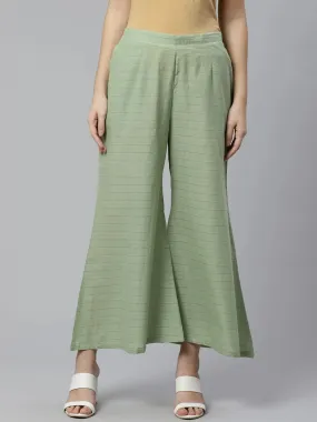 Green Striped Cotton Palazzos