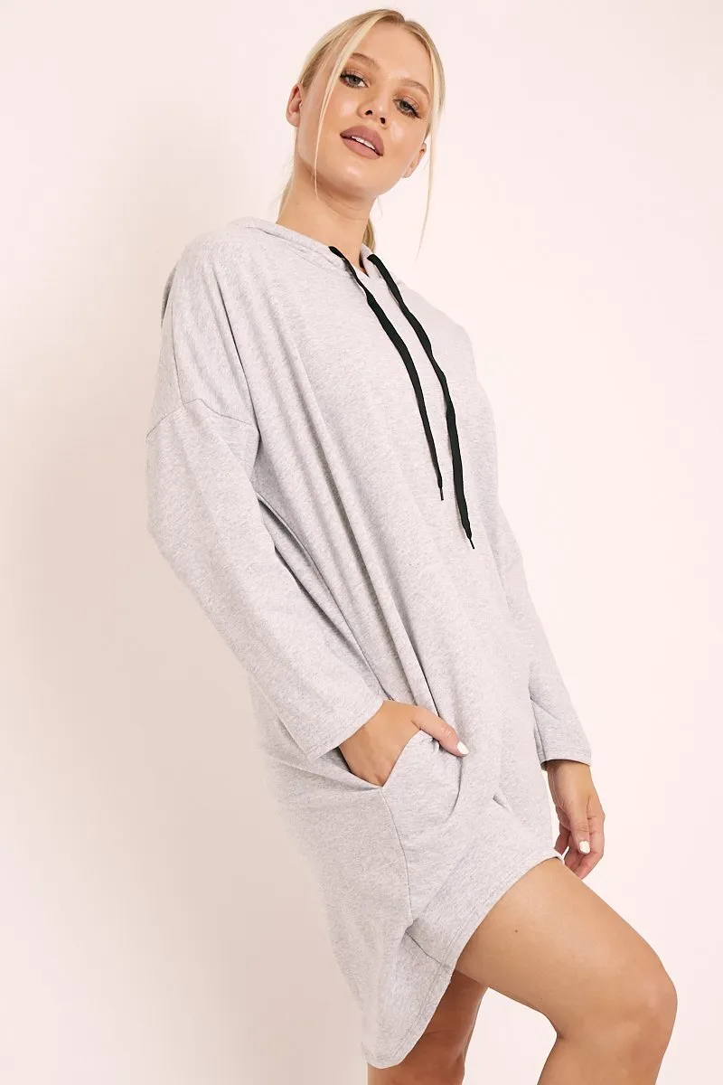 Grey Oversized Hoodie Jumper Dress - Mariah