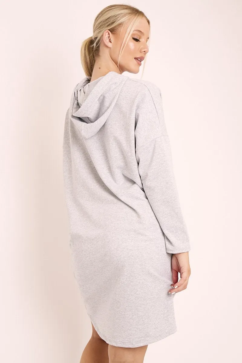 Grey Oversized Hoodie Jumper Dress - Mariah