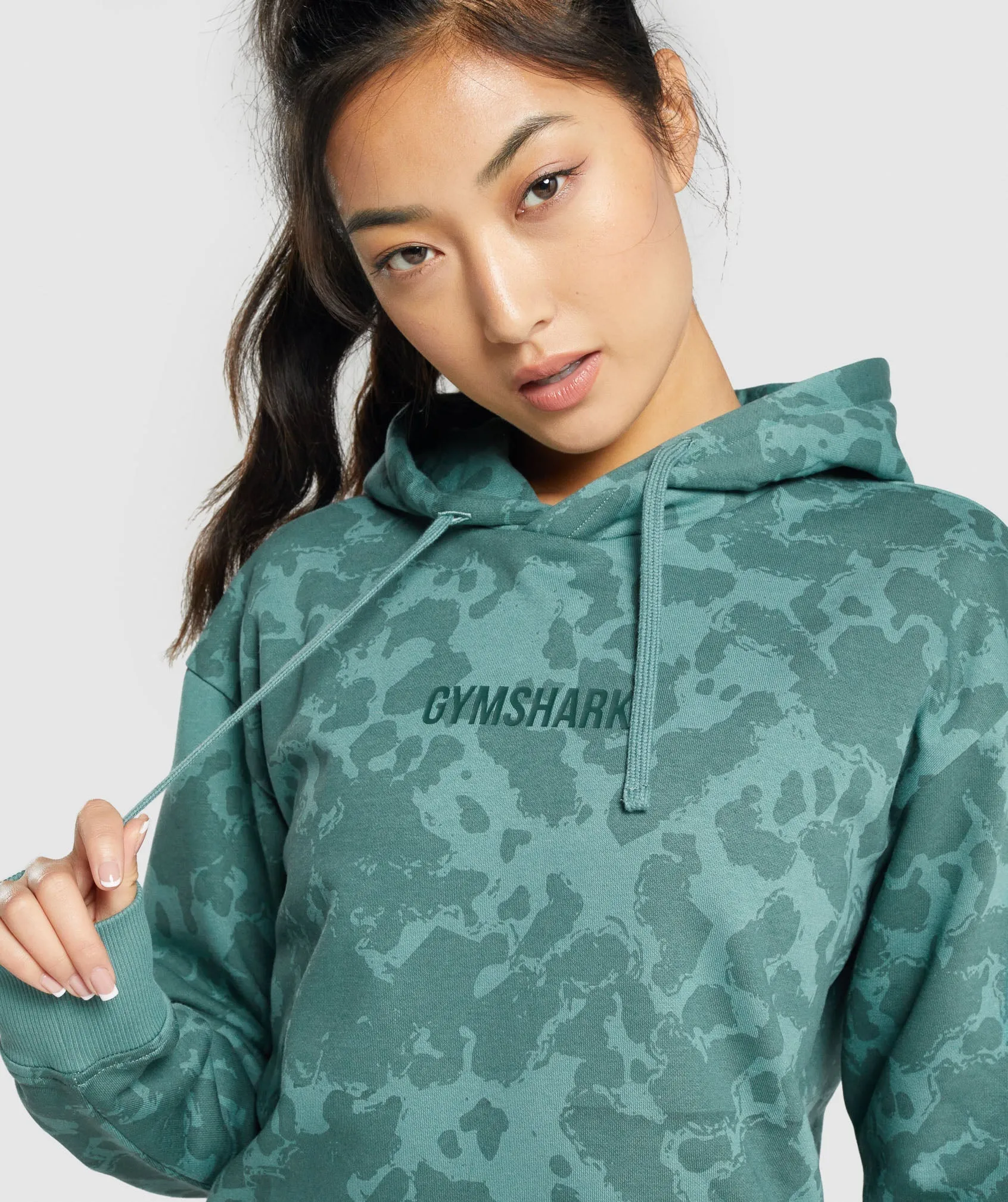 Gymshark Camo Graphic Oversized Hoodie - Dark Green