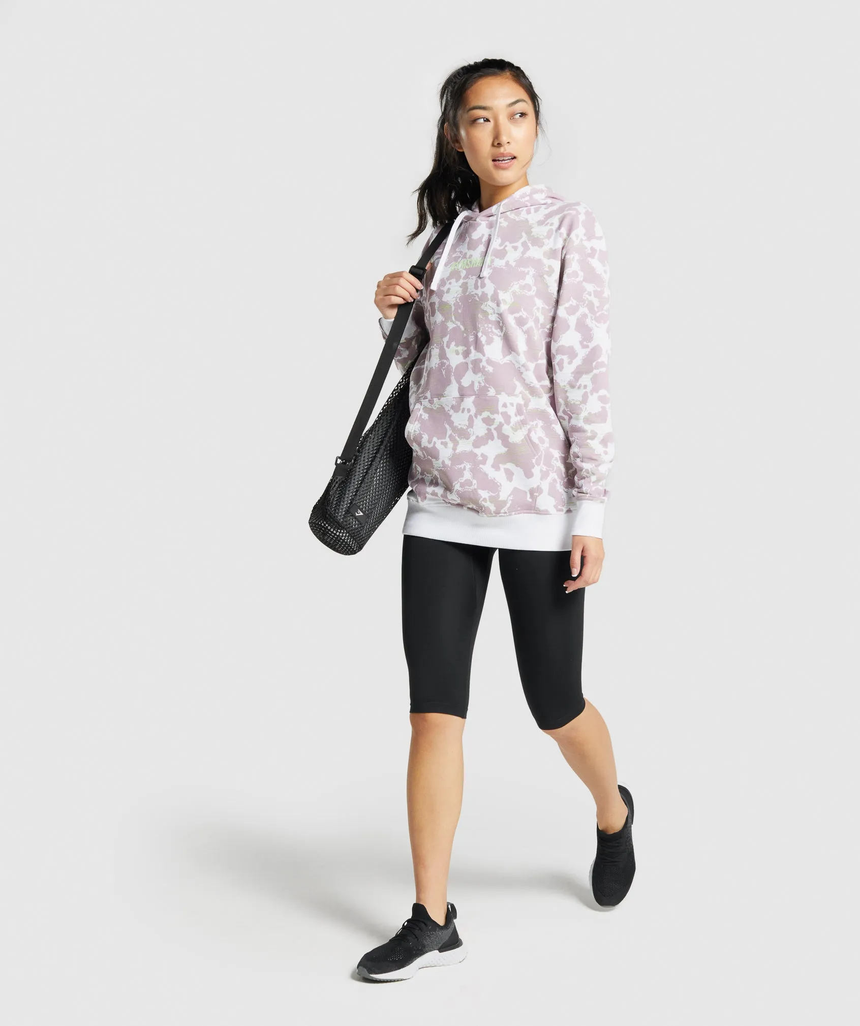 Gymshark Camo Graphic Oversized Hoodie - White/Purple Print