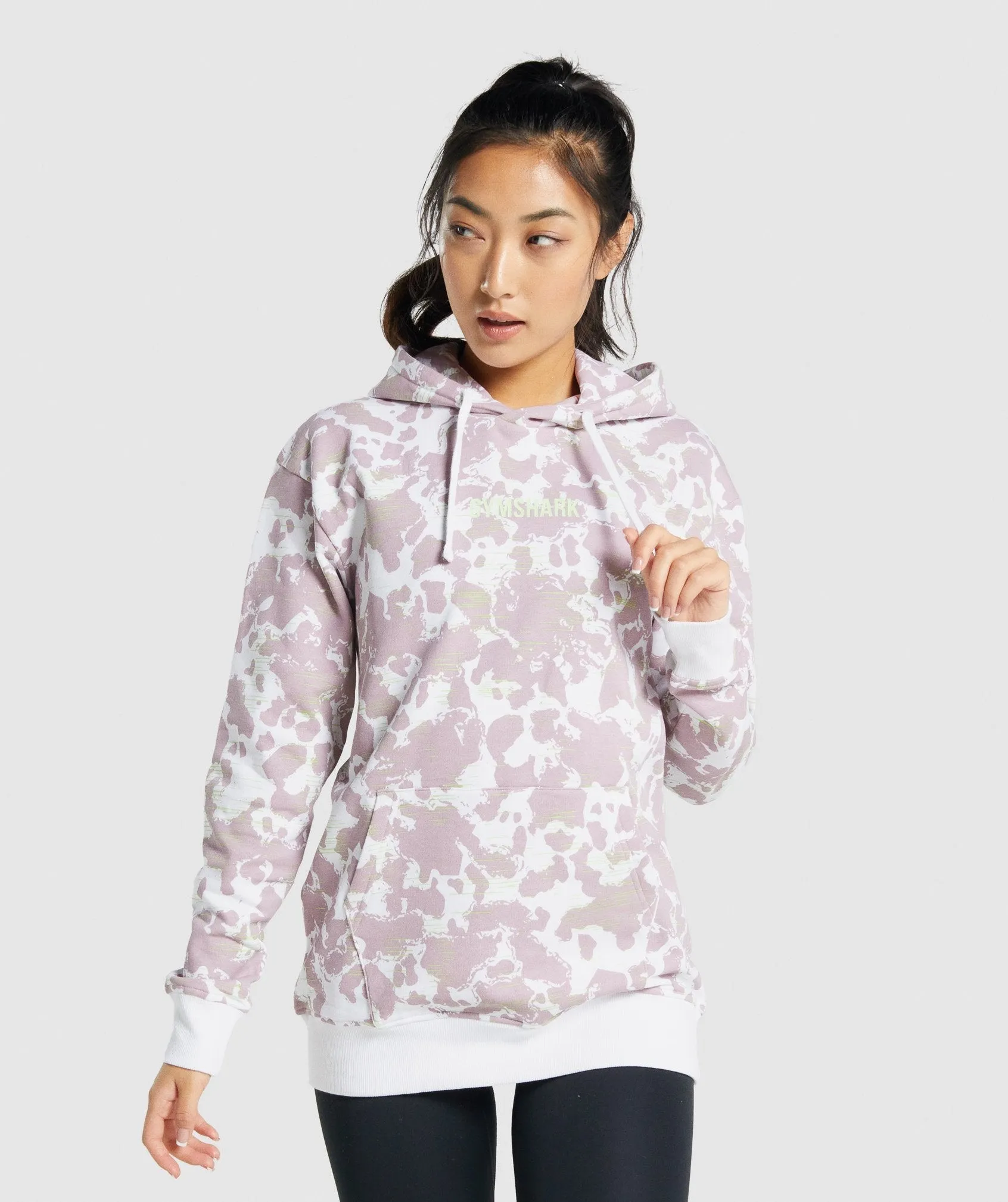 Gymshark Camo Graphic Oversized Hoodie - White/Purple Print