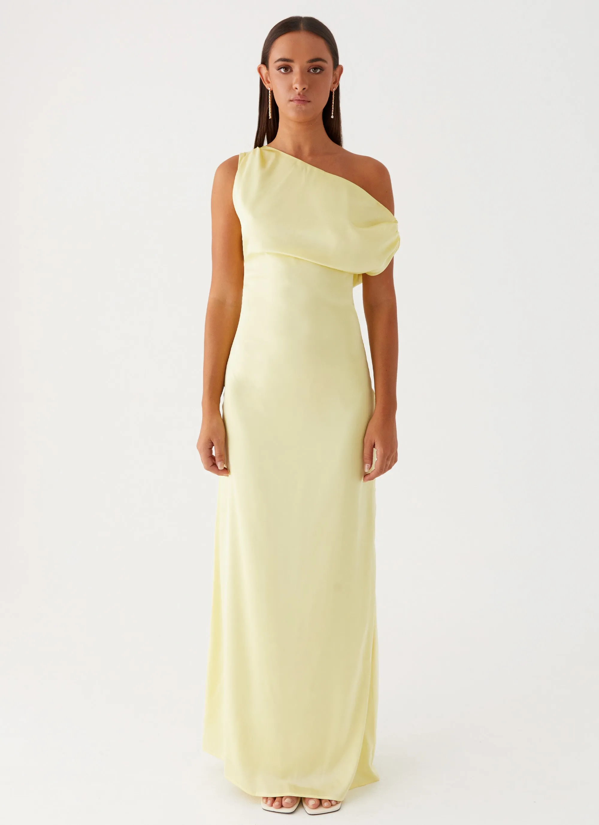 Heart Of Glass Satin Maxi Dress - Yellow