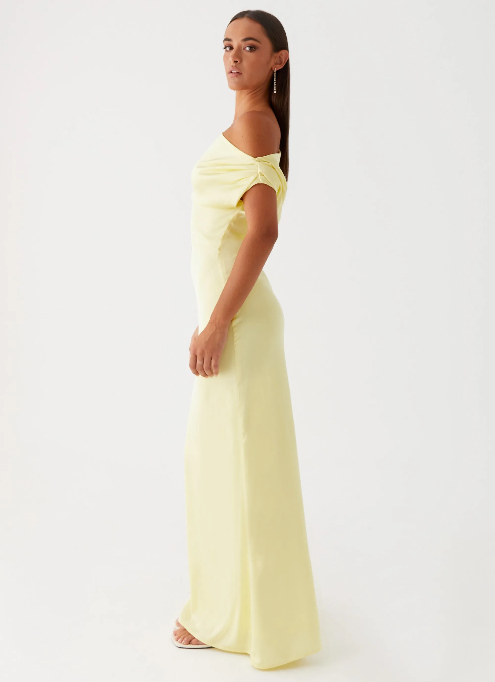 Heart Of Glass Satin Maxi Dress - Yellow