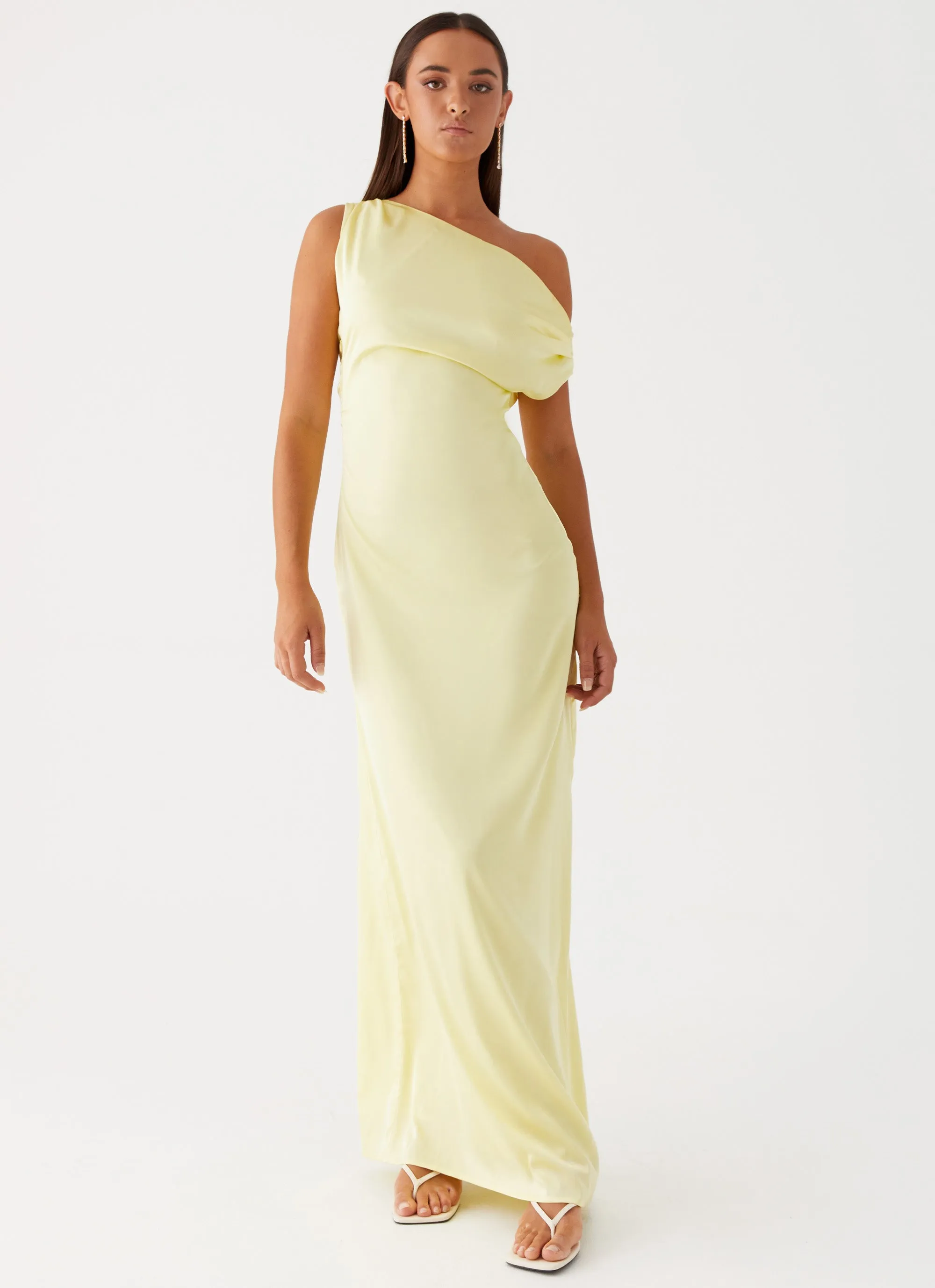 Heart Of Glass Satin Maxi Dress - Yellow