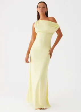 Heart Of Glass Satin Maxi Dress - Yellow