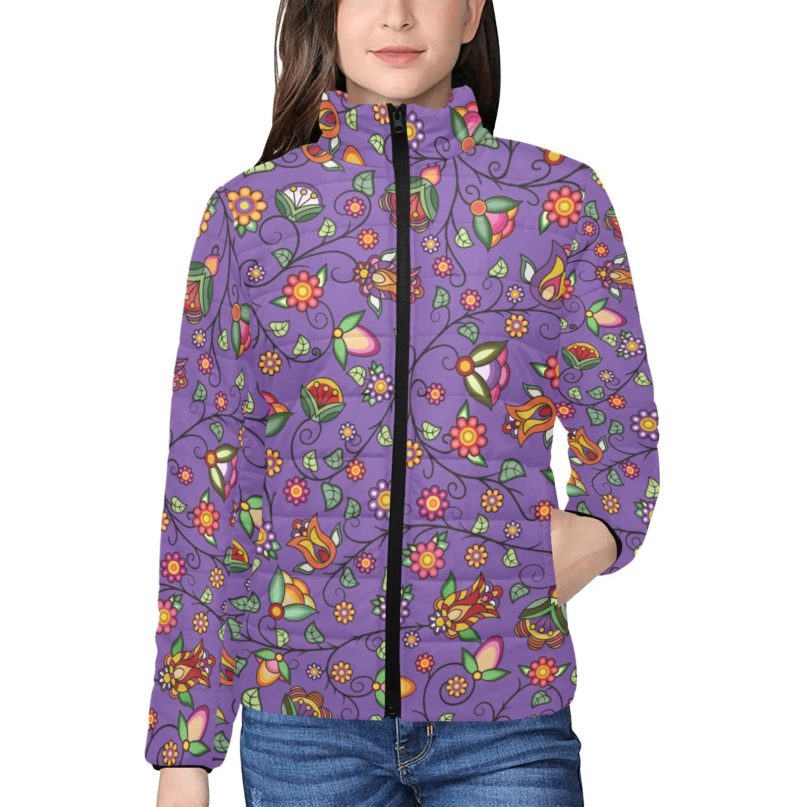 Heartbeat Petals Purple Women's Padded Jacket