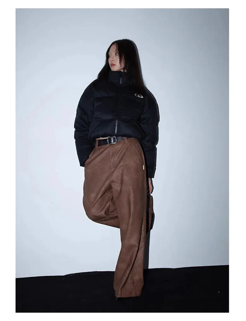 HEYFANCYSTYLE Luxury Wide Leg PU Leather Pants