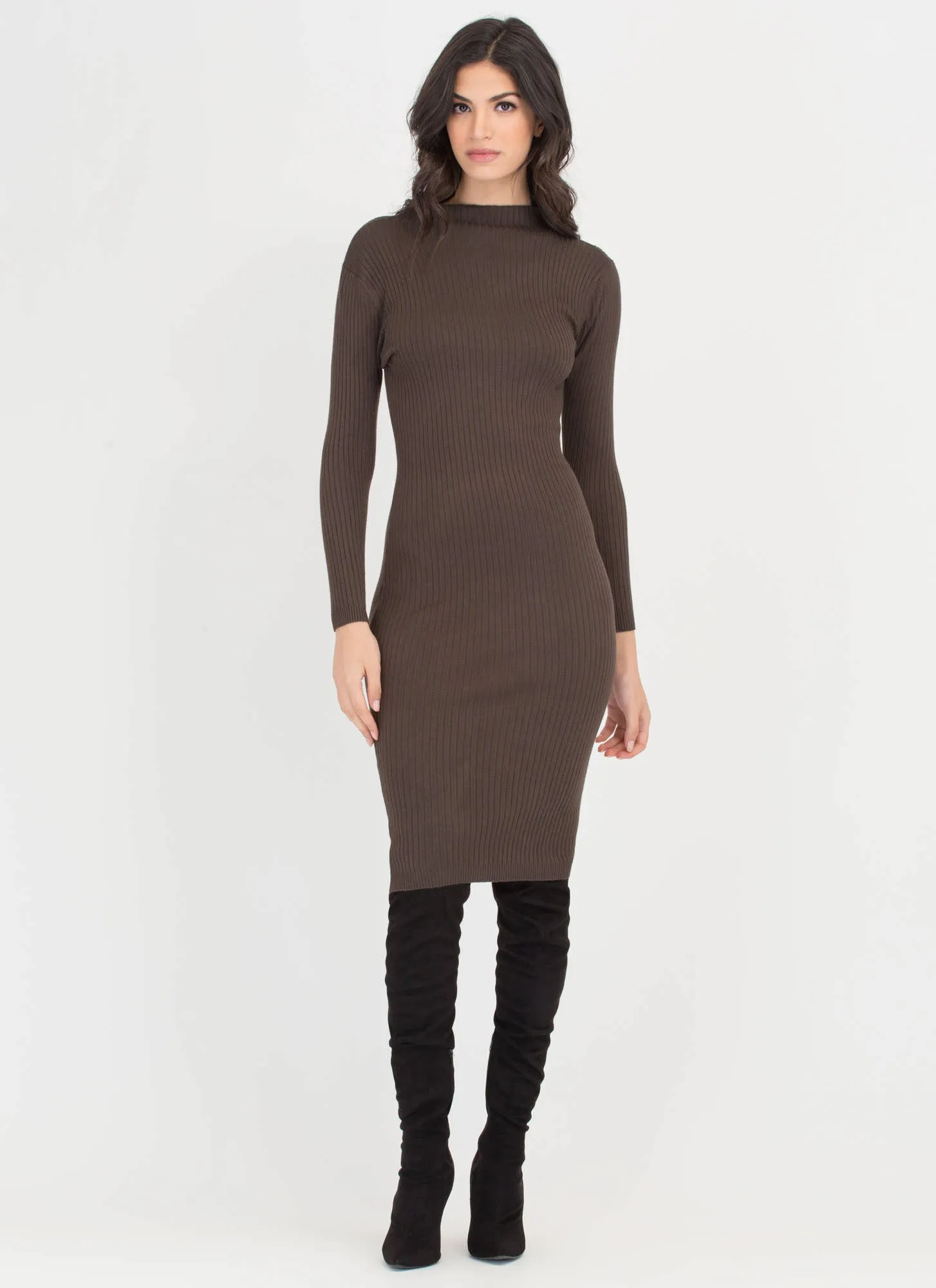 High And Mighty Rib Knit Midi Dress