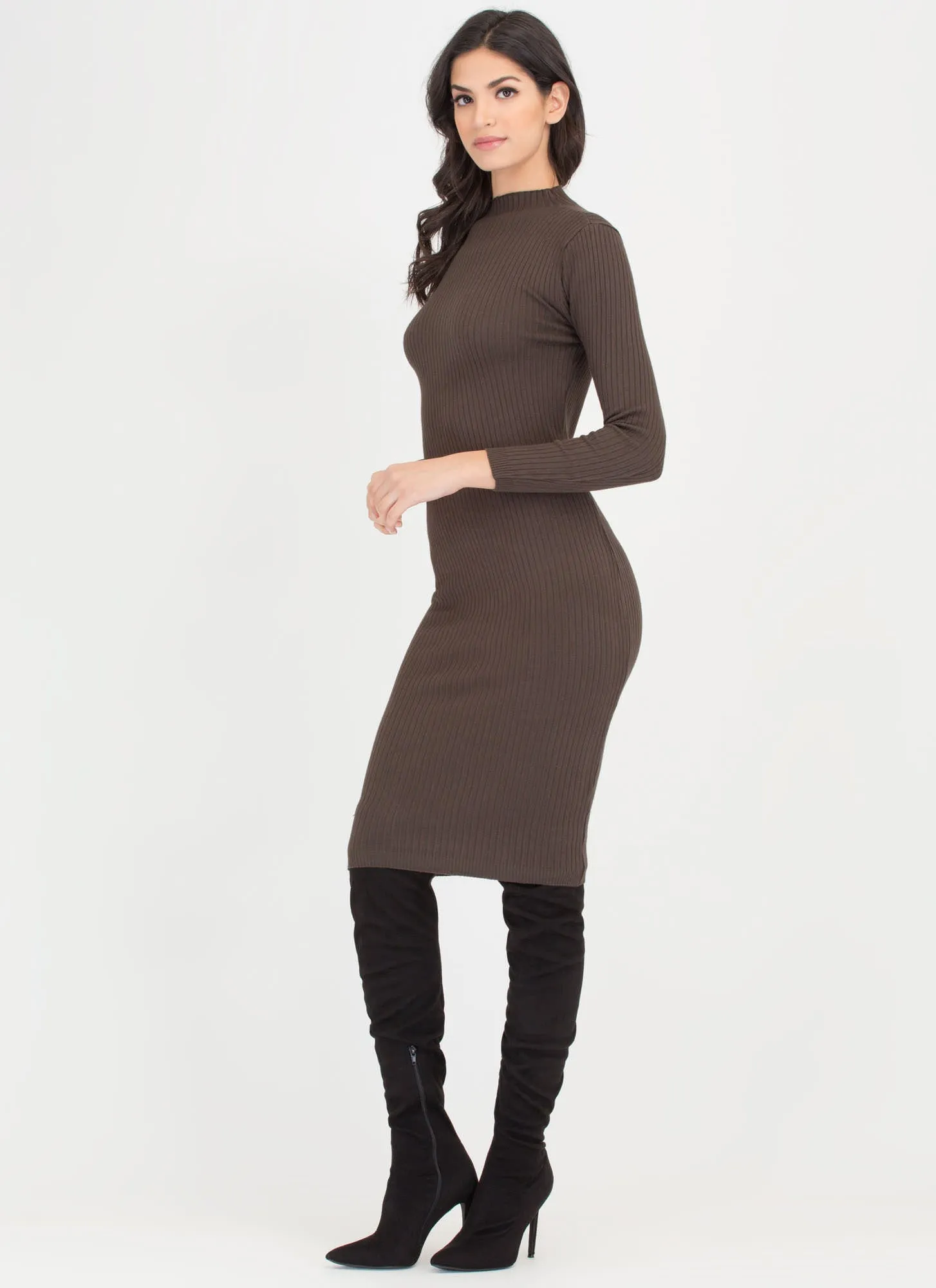 High And Mighty Rib Knit Midi Dress