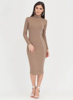 Hole Story Ribbed Mockneck Midi Dress