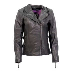 Hot Leathers JKL1032 Ladies Black Leather Jacket with Vented Side Snaps