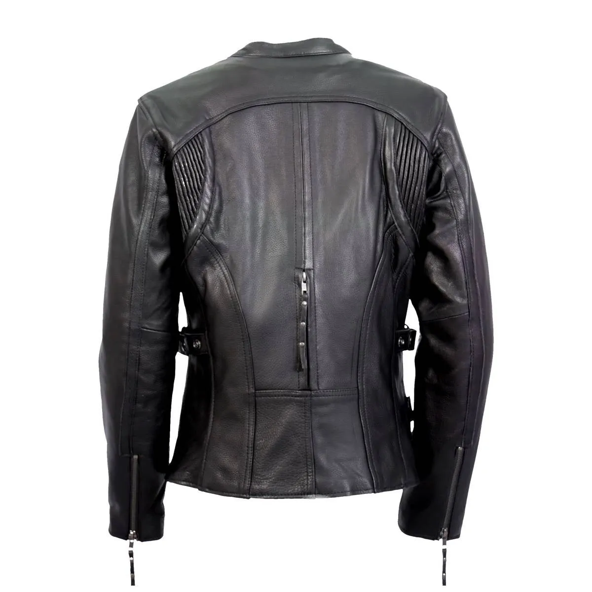 Hot Leathers JKL1032 Ladies Black Leather Jacket with Vented Side Snaps