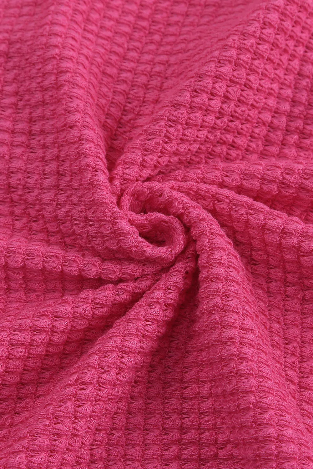 Hot Pink Pocket Buttons Front Waffle Knit Shacket