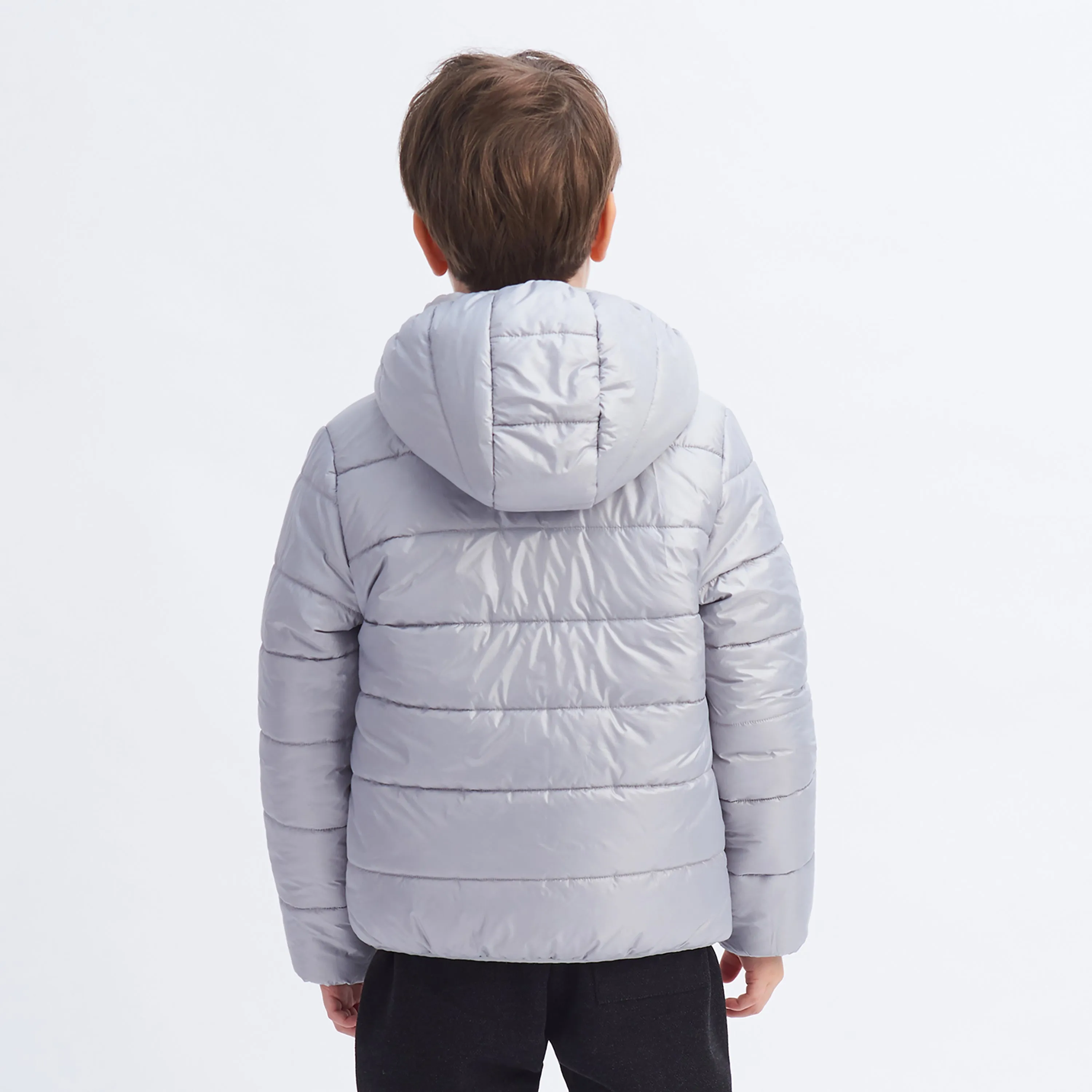 IKALI Kids Winter Coats, Boys Light Weight Puffer Jacket Grey (3-12Y)