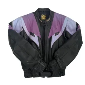 IXS Vintage Flame Motorcycle Jacket Leather Black Purple SIZE M