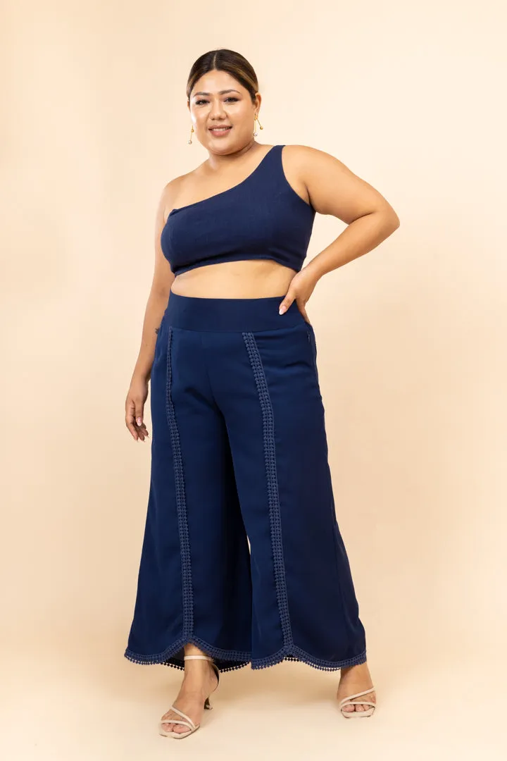 Jalsa Crochet Lace Navy Blue Tummy Shaper Pants