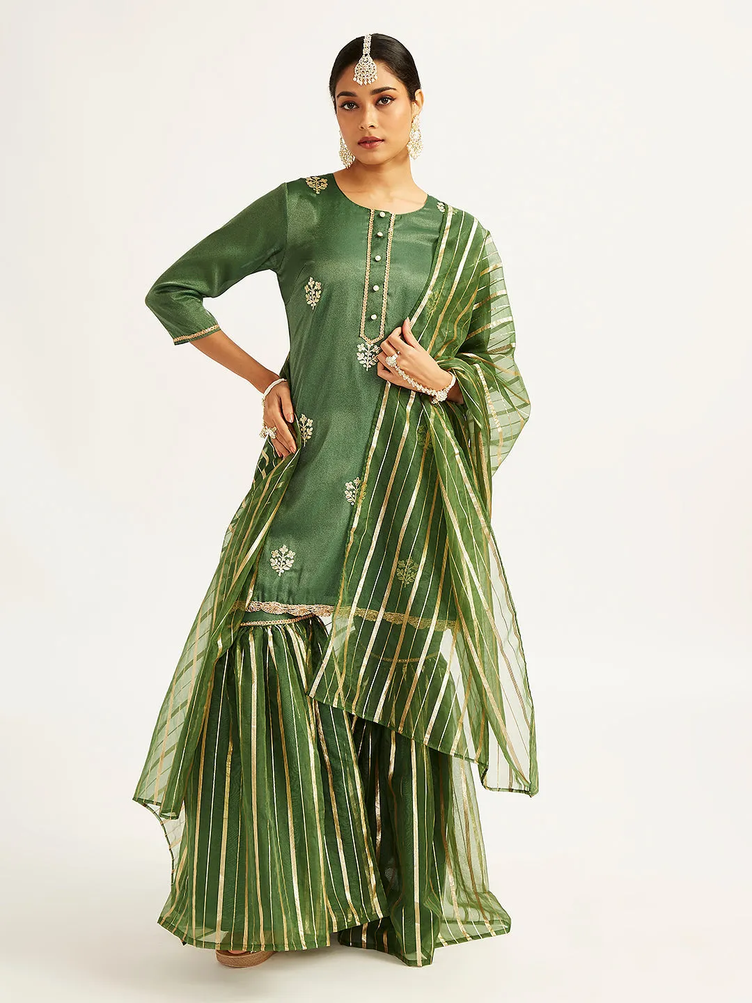 Jashvi Women's Green Kurta Set