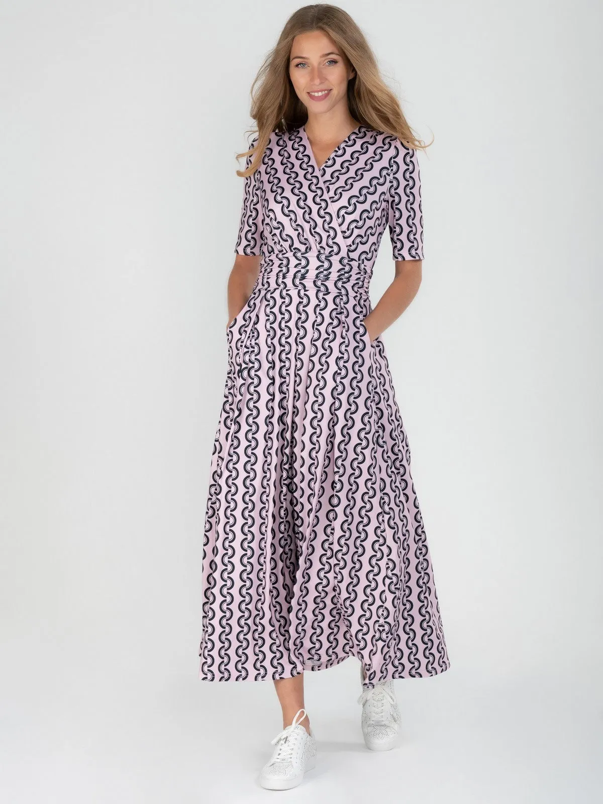 Jolie Moi Molly Geo Print Maxi Dress, Pink Geo