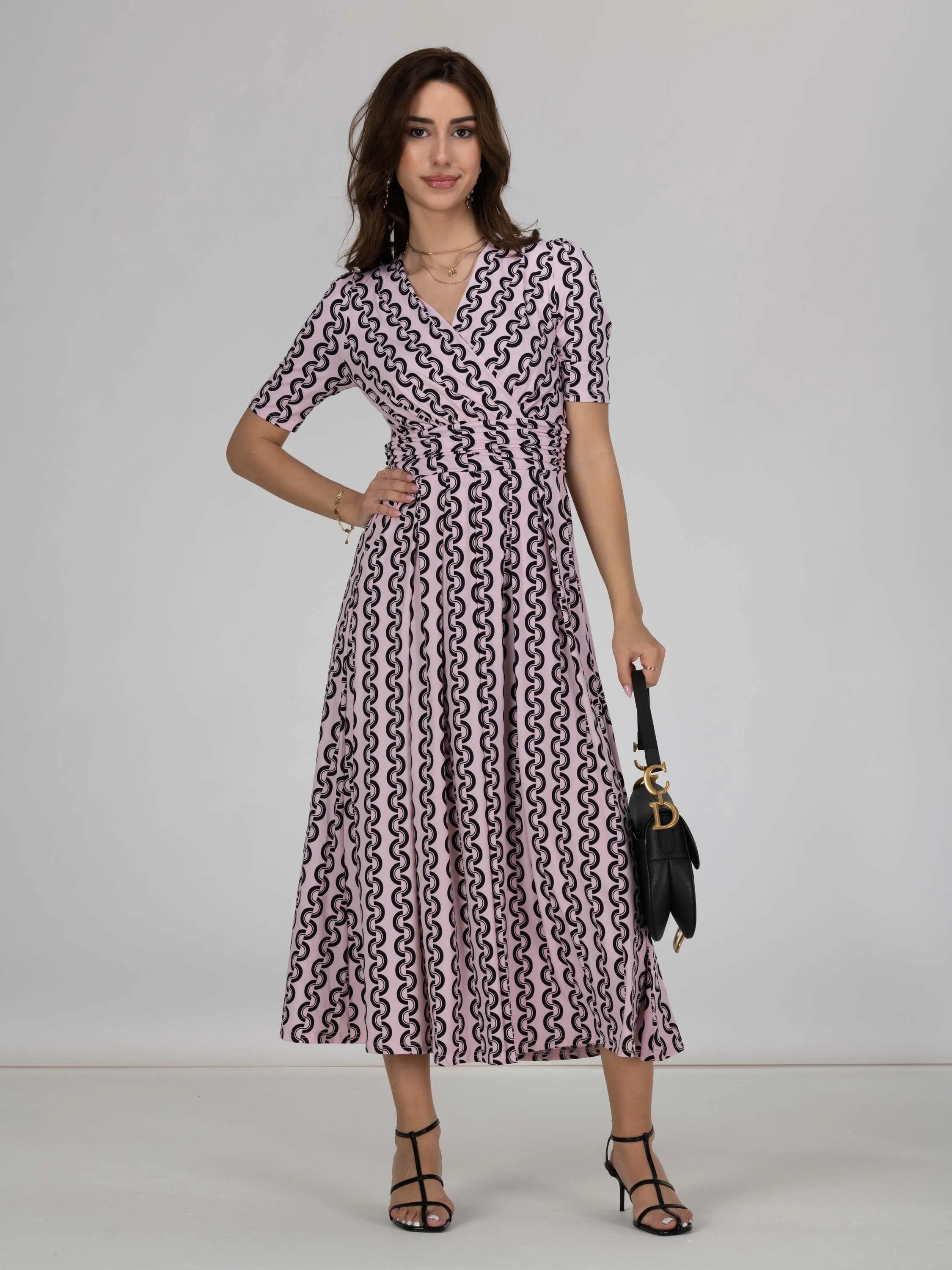 Jolie Moi Molly Geo Print Maxi Dress, Pink Geo