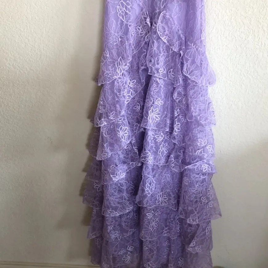 kamahe Purple Lace Long Prom Dress Backless Evening Dress Stunning Maxi Dress