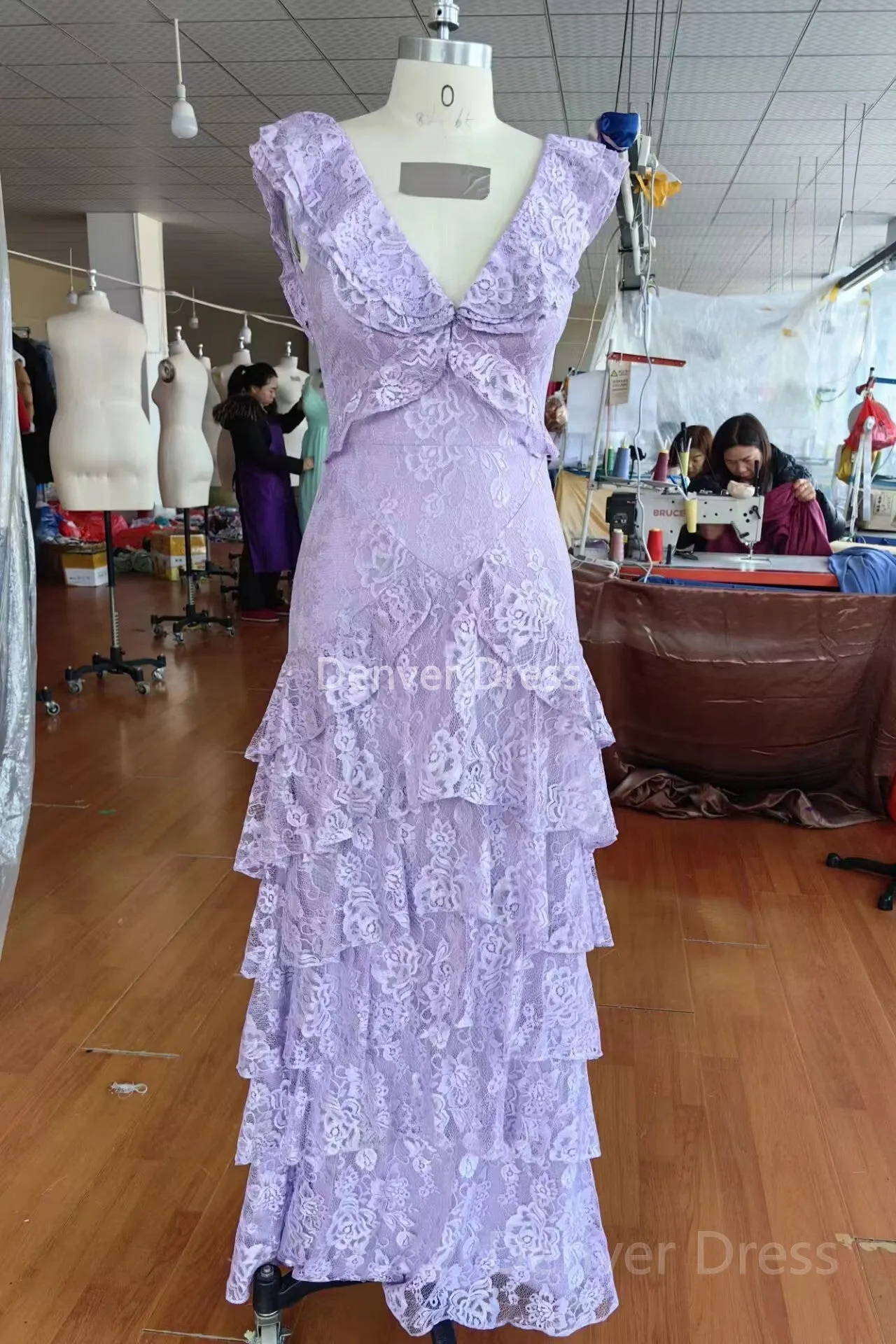 kamahe Purple Lace Long Prom Dress Backless Evening Dress Stunning Maxi Dress