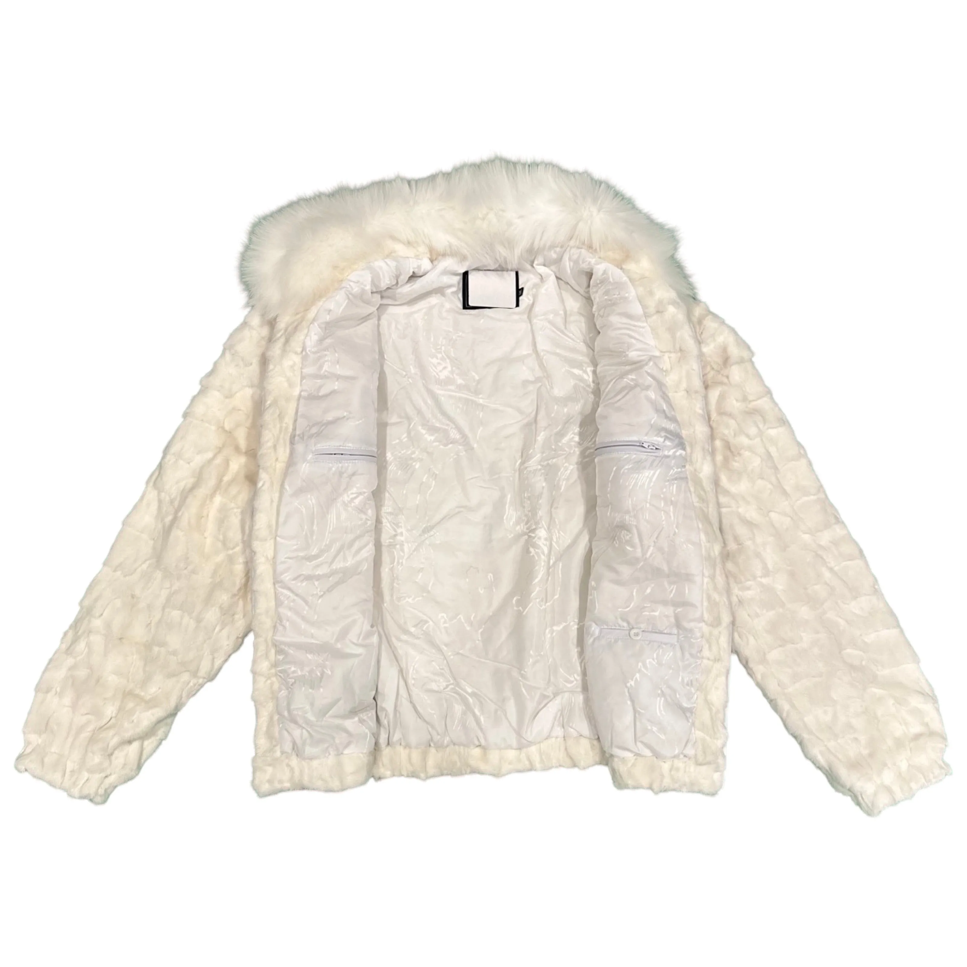 Kashani White Diamond Cut Mink Fur Coat