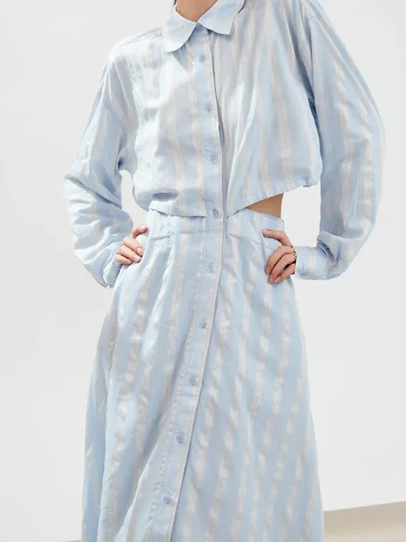 KittenAlarm - Penelope Striped Button Up Dress