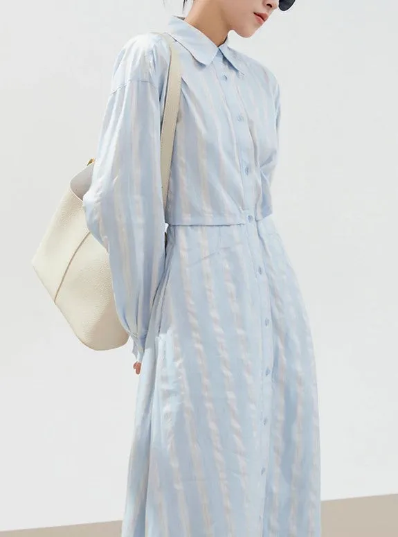 KittenAlarm - Penelope Striped Button Up Dress