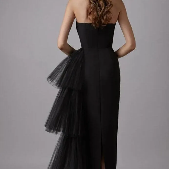 KittenAlarm - Shayla Strapless Drape Chiffon Solid Dress