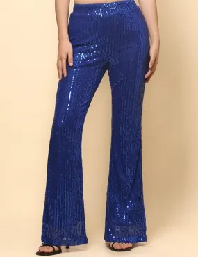 Ladies Shinny Sequin Night Out Flared Pants SKP4739