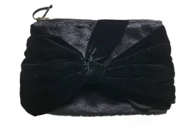 Last Chance! Black Furry Velvety Black Bow Pouch