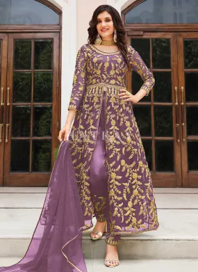 Lavender Embroidered Designer Anarkali Suit